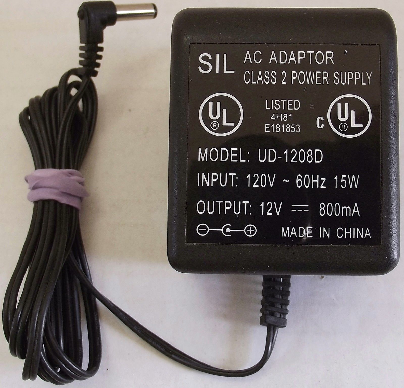 New 12V 800mA SIL UD-1208D Class 2 Transformer Power Supply Ac Adapter - Click Image to Close
